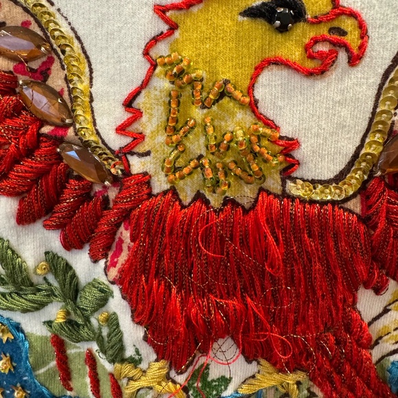 Double D Ranch White Embroidered Americana French Terry Bomber Jacket - Picture 7 of 12